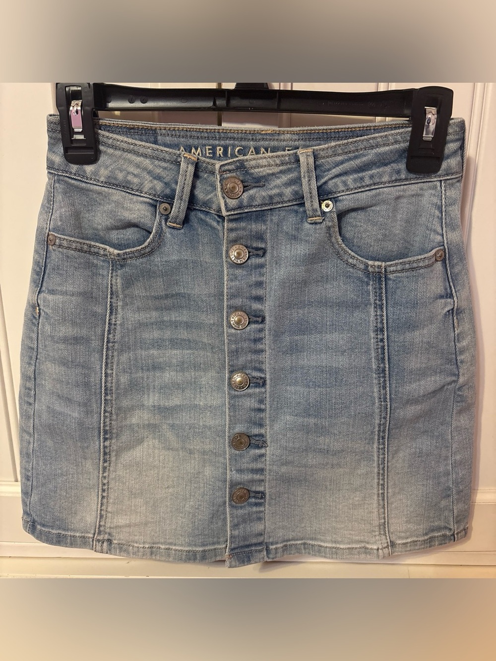 American Eagle Light Blue Stretch Denim Skirt